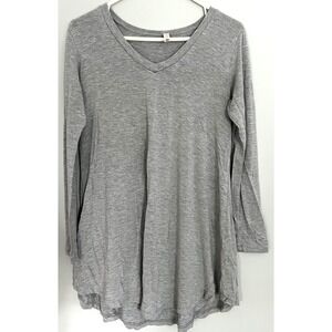 Popana Tunic Shirt Womens Large Gray Long‎ Sleeve Flowy V Neck Soft Stretch USA